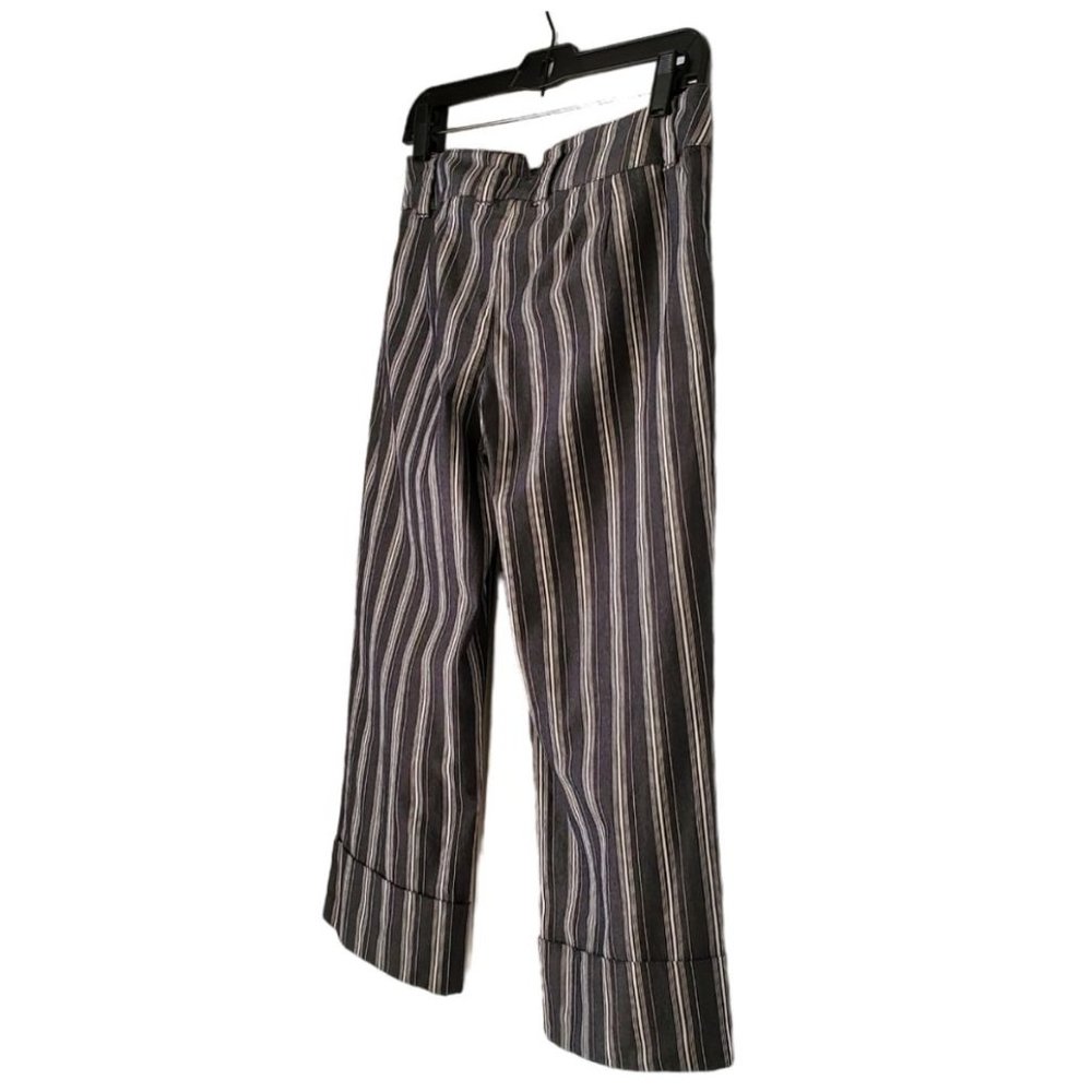 Ann Taylor Loft Striped Cuffed Crop Pants | Like New | 2P | Charcoal White - Picture 4 of 16